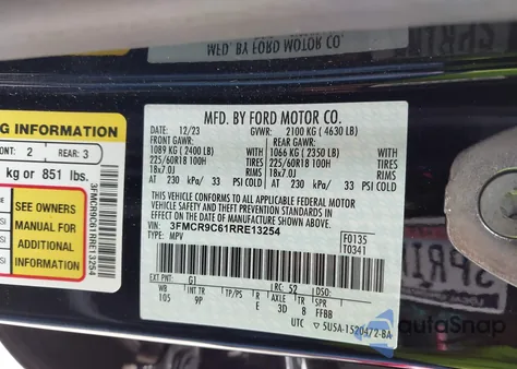 2024 Ford Bronco Sport Outer Banks from USA, damaged, VIN 3FMCR9C61RRE13254